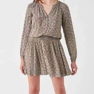 Faherty Montara Dress in leaf batik autumn floral dress swingy mini dress medium